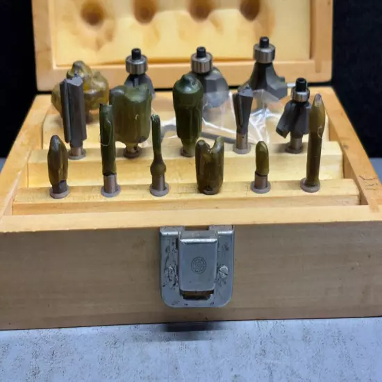 15-PC Professional Router Bit Set in Wooden Box!