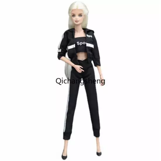 Black Style 1/6 Doll Clothes For 11.5" Doll Outfits Shirt Top Shorts Pants Skirt