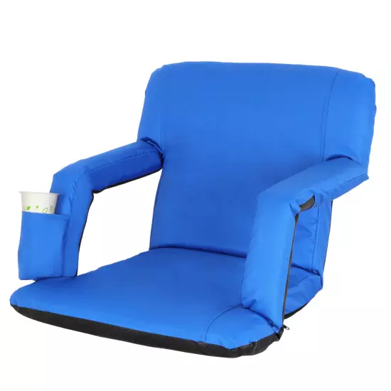 2PCS Blue Stadium Seat Chair Reclining 5 Assorted Positions Bleacher Waterproof