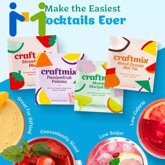 Craftmix Variety Pack, Makes 12 Drinks, Skinny Cocktail Mixers, Mocktails... 