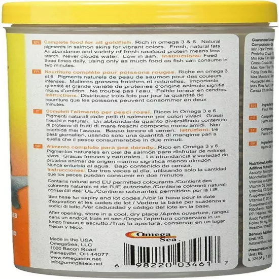 Omega One 3 Pack of Goldfish Medium Pellets, 8 Ounces Each