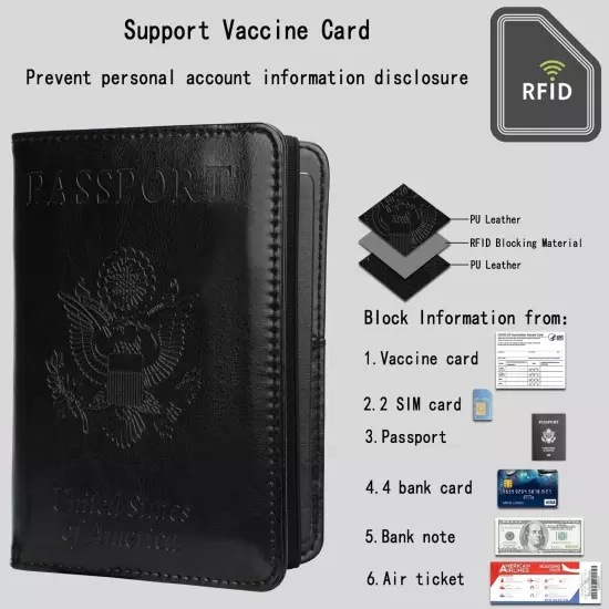 Slim Leather Travel Passport Wallet Holder RFID Blocking ID Card Case Cover US