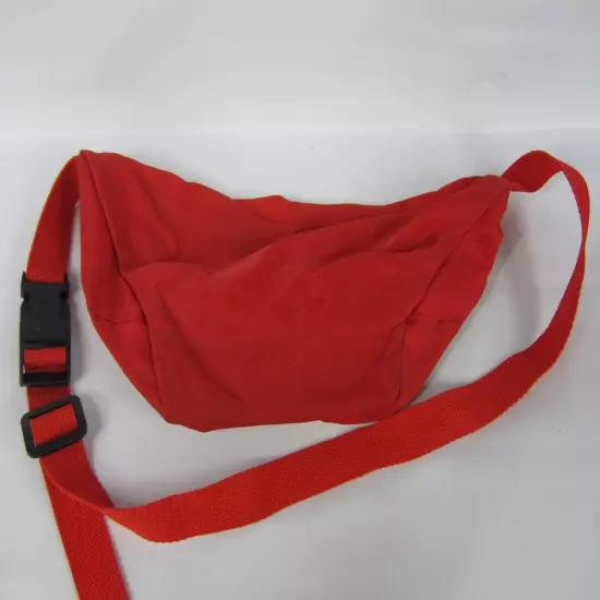 Vintage High Ridge Fanny Pack Bum Bag Waist Money Belt Red 2 Zipper Compartments