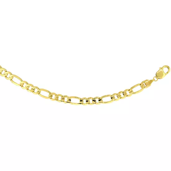 10k Solid Yellow Gold Figaro Chain Necklace 2.23mm-10.25mm Sz 16-30 Inches