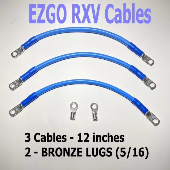 4AWG EZGO RXV Golf Cart Battery Cable Set 4 Gauge 3 Cables - W/2 lugs