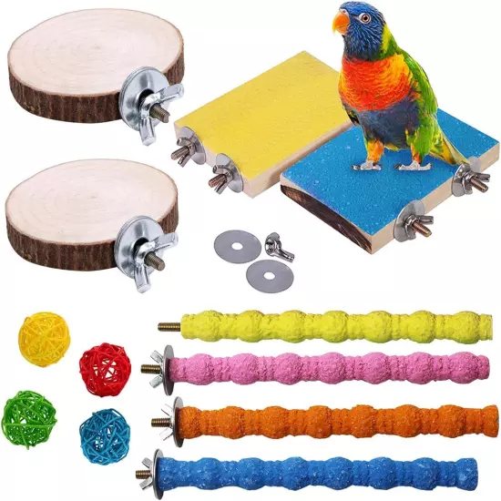 Hamiledyi Bird Perch Stand, 12PCS Wood Parrot Stand bright colorful 