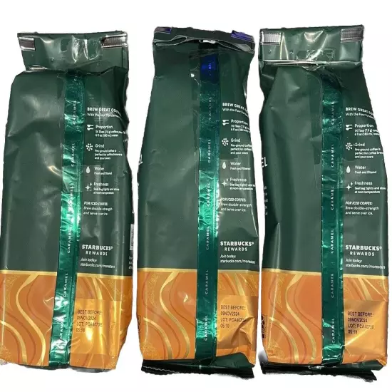 Starbucks Caramel Flavored Ground Coffee 11 Oz 3 Packages FREE NEXT DAY SHIPPING