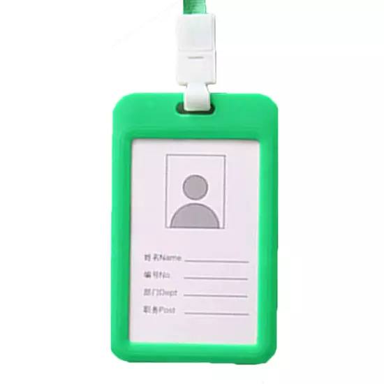 Double-Sided Plastic ID Card Holder Work Badge Wallet Neck Strap Lanyard❥