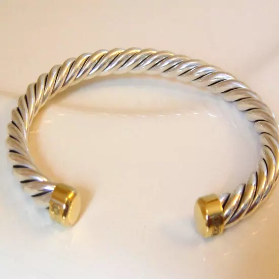 DAVID YURMAN 18K GOLD SS MENS CABLE BRACELET.