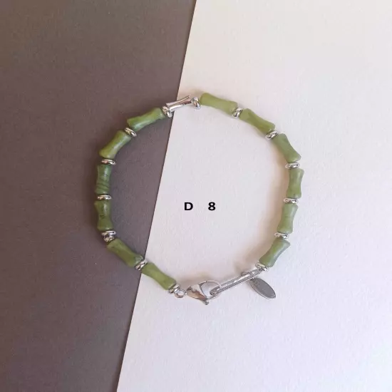 New men's green jade stone with stainless steel bracelet 2 color options