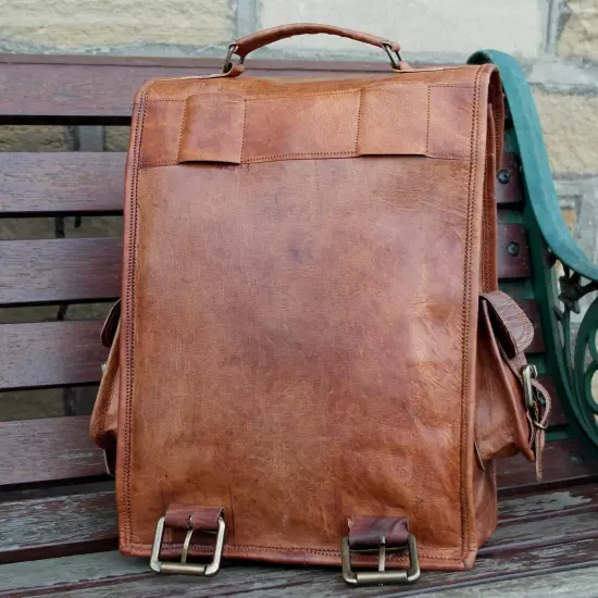 Messenger Vintage Men's Satchel New Brown Travel Bag Leather Backpack Rucksack