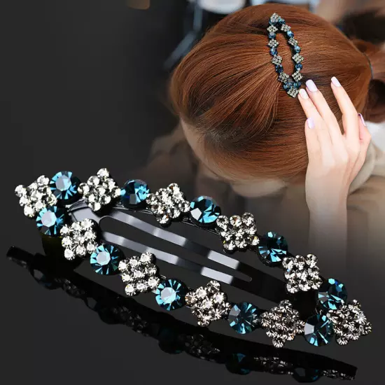 Women Girls Bling Crystal Hairpins Rhinestone Hair Clip Pins Barrettes Headwear