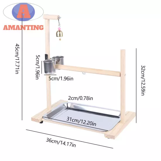 Parrot Playstand Bird Playground Perch Gym Training Stand Toys with Feeder Cup
