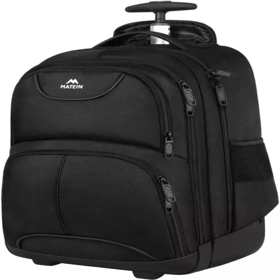 MATEIN Rolling Backpack, 17 inch Water Resistant Wheeled 17-inch, Black 