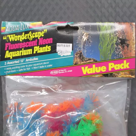 Vo-Toys Aqua-Lux Wonderscape Fluorescent Neon Aquarium Plants 3 Ambulias 12" NEW