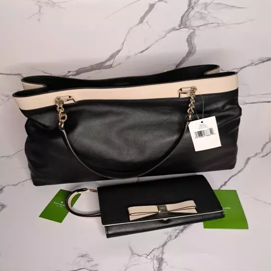 Kate Spade New York Hancock Park Maryanne Black Leather tote handbag With Wallet