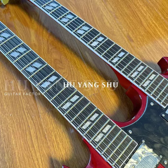 Custom Wine Red SG Double Neck Electric Guitar HH Pickups Chrome Hardware