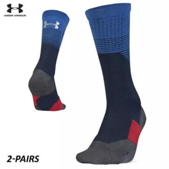 UA Socks: 2-PAIR ArmourGrip Crew (L)- Academy Blue