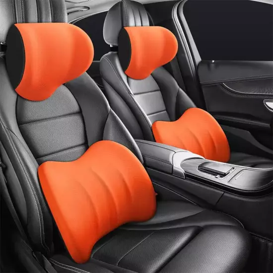 Car Seat Headrest & Lumbar Cushion Memory Foam Protective Lumbar Back Support