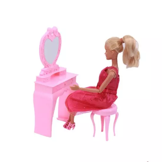 Barbies Doll House Furniture Bed Table Chair Plastic Cleaning Tools for 11.8inch