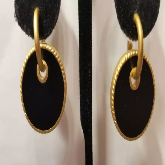 Reversible Black Enamel/Crystal Earrings