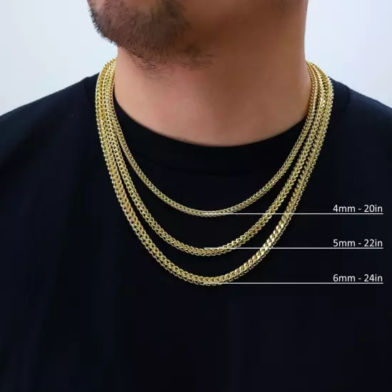 14K Yellow Gold 1.5mm-5mm Franco Square Box Chain Necklace Mens Womens 16"- 30"