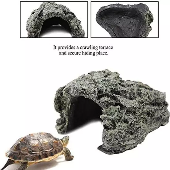 Fish Hiding Cave Aquarium Non-Toxic High Simulation Crawling Turtle Reptile Bask