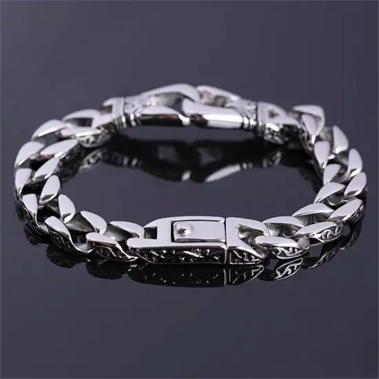 Men's Heavy Sturdy Stainless Steel Motorcycle Biker Chain Bracelet Wristband USA