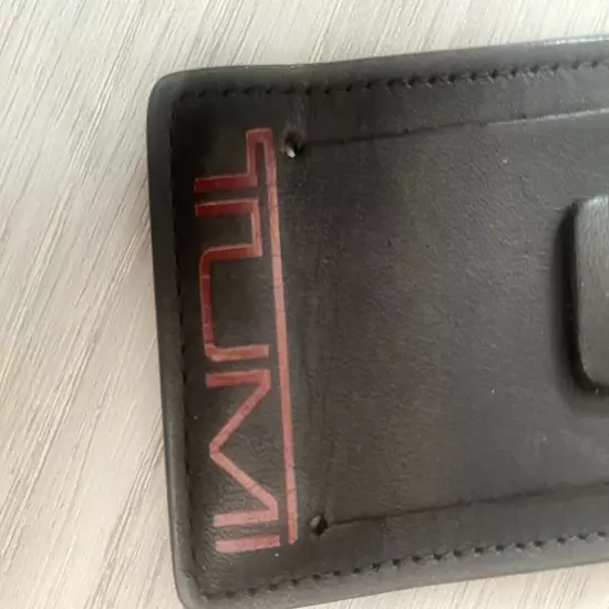 Tumi Leather Luggage Laptop ID Business Card Tag Replacement Black Red