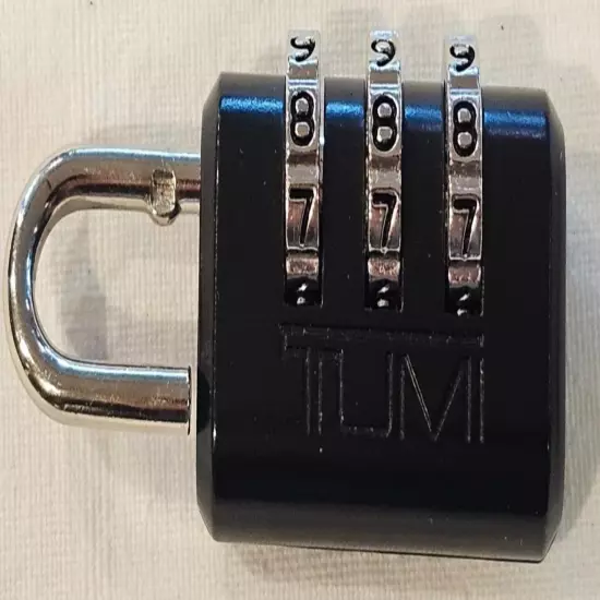 Tumi Prestolock Combination Lock 3 Dial Black Silver EUC