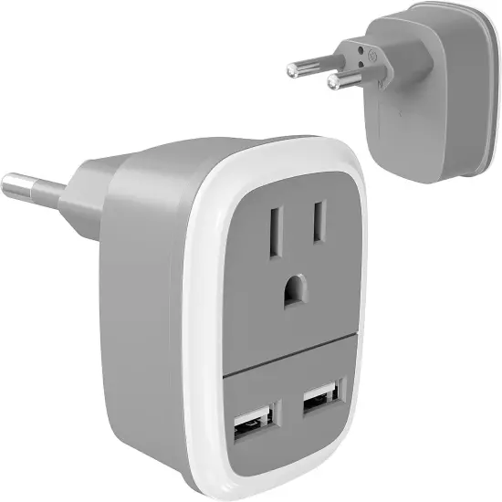 Bates- European Travel Plug Adapter, Adapter with USB, European Plug Adapter, US