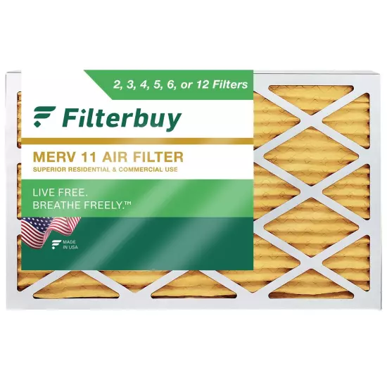 Filterbuy 16x25x4 Pleated Air Filters, Replacement for HVAC AC Furnace (MERV 11)