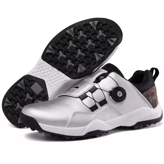 Men's Waterproof Golf Sneakers Quick Lacing Non-slip Breathable Golf Shoes 36-46