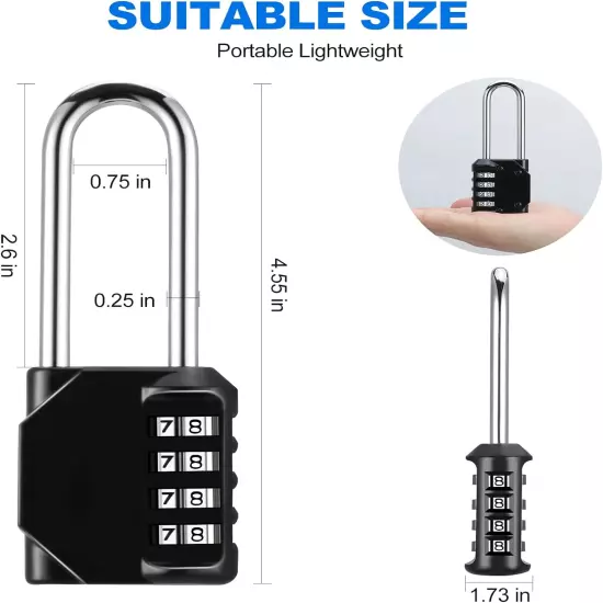 Combination Lock, 4 Digit Combination Padlock for School Gym Sports Locker, Fenc