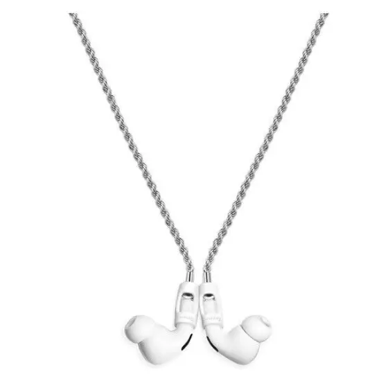 Tapper 925 Silver Plated Rope Chain/White TPE For EarPods And Pro New