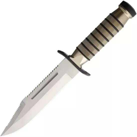 Fox Rambler Fixed Knife 440 Steel Blade Champagne Anodized Aluminum Handle.