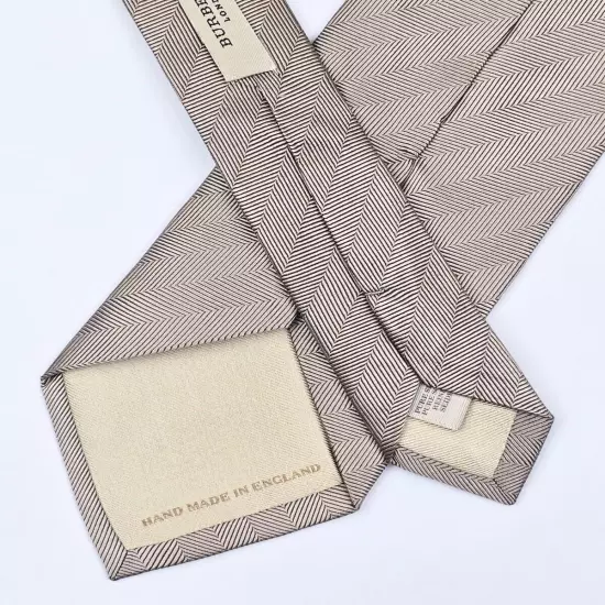 BURBERRY LONDON TIE Prorsum Knight on Beige Striped Woven Silk Necktie