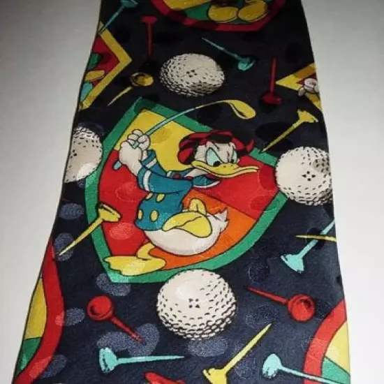 SILK DISNEY MICKEY MOUSE GOLF VINTAGE TIE DONALD DUCK