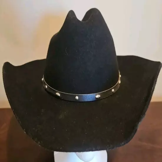 Stallion Stetson Cowboy Hat Black XX Wool Size 59 7 3/8