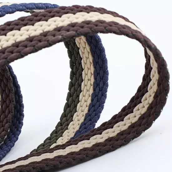 New Men's Women's Belt Unisex Braided Elastic Stretch Fabric Enduring Woven Mult