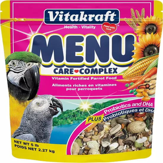 Vitakraft Menu Premium Parrot Food - Vitamin-Fortified - Macaw, Amazon, Conure, 