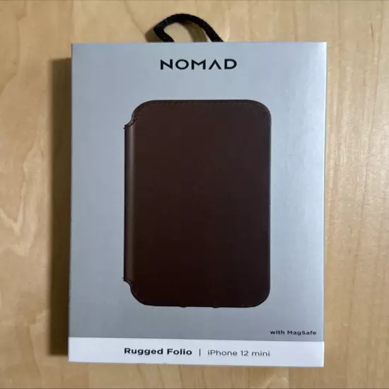 NOMAD Horween Modern Folio Case For iPhone 12 Mini Rustic Brown Horween Leather