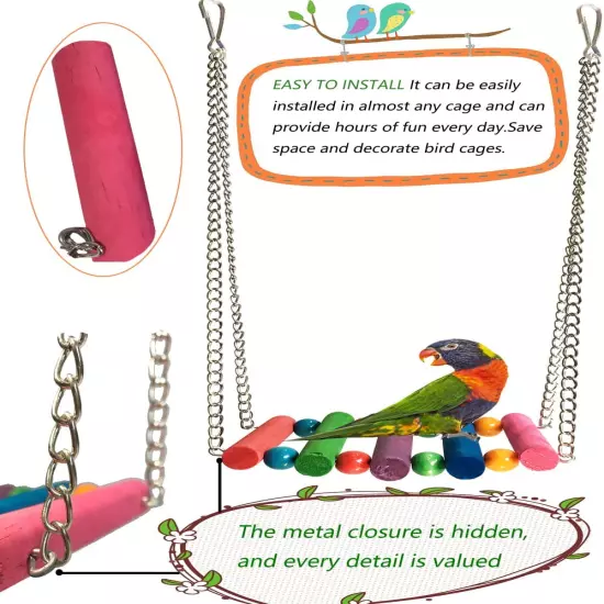 Bird Parrot Toys Swing Hanging,Bird Cage Accessories Toy Hammock for Pa