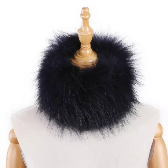 Women's Headband Genuine Raccoon Fur Knitted Neck Warmer Furry Fur Hairband