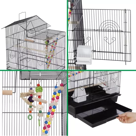 Multiple Sizes Rolling Bird Cage for Small Parrot Cockatiel Parakeet Cage Play