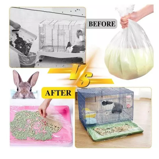 50 Pcs Clear Plastic Bunny Cage Liner Bag Universal Toilet Film for Bunny7840