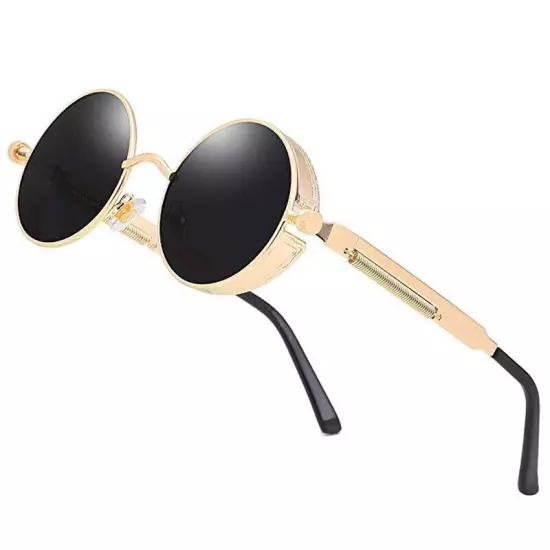 Retro Steampunk Sunglasses John Lennon Style Vintage Round Metal Circle Glasses