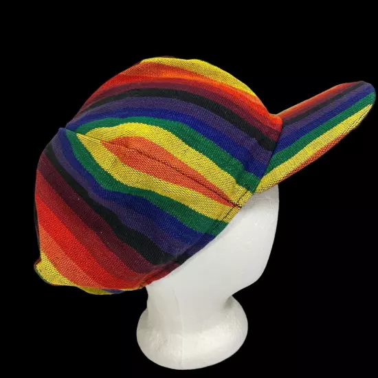 Railroad Baseball Cap RAINBOW Train Conductor Hat USA Men L-XL Stretch VTG Rare!