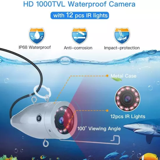 Eyoyo 7inch Underwater Fishing Camera Color Screen 1000TVL for Lake Ice Fishing