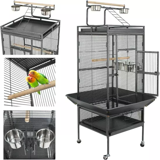 61 Inch Iron Play Top Bird Cage Large Pet Cage Birdcage with Stand Chinchilla Ma